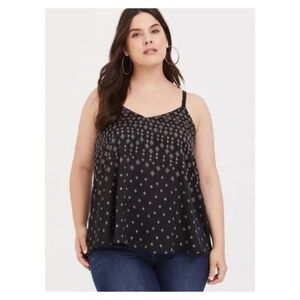 Torrid Sophie Black Straps Lounge V Neck Cami Camisole Tank Top Blouse,‎ Size M